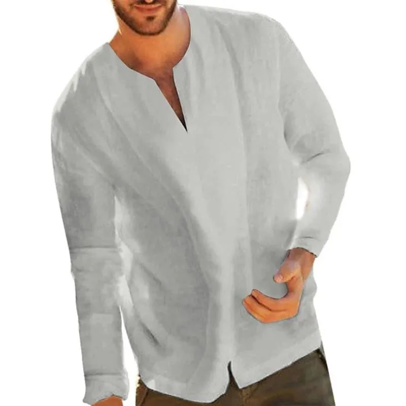Men's Casual Solid Color Round Neck Long Sleeve Shirt 64279715Y sold by Manly