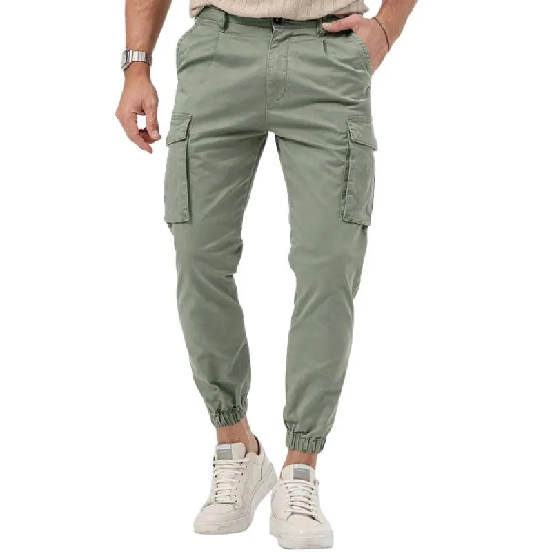 Men's Casual Multi-pocket Slim Fit Cuffed Cargo Pants 57511176M sold by Manly