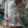 Men's Vintage Embroidered Panel Elastic Waist Vacation Shorts 25093387M sold by Manly