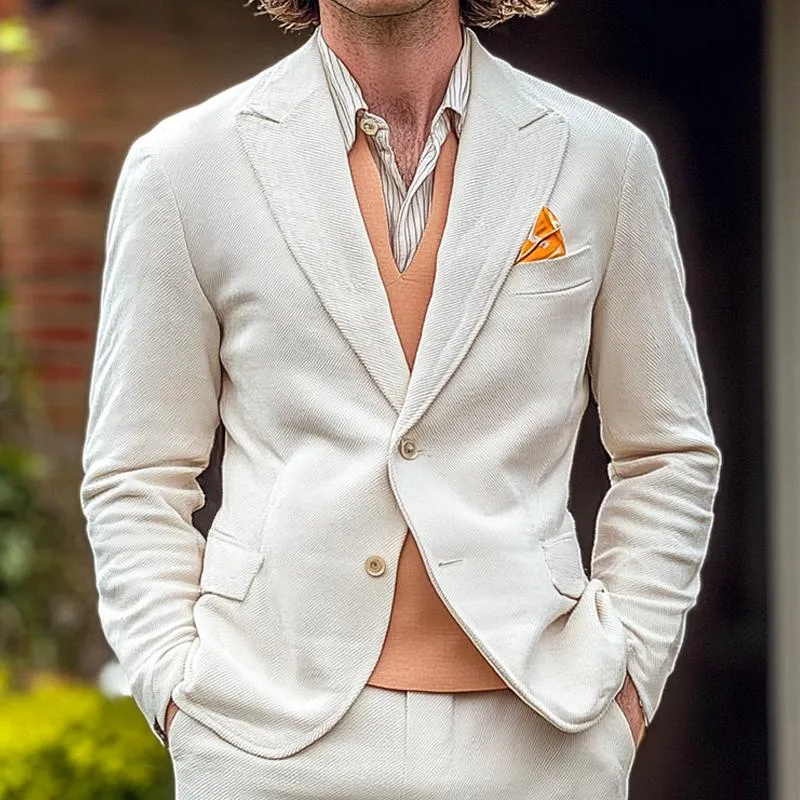 Men's Retro Solid Color Corduroy Peaked Lapel Two Buttons Blazer 56321131Z sold by Manly product image thumbnail 2