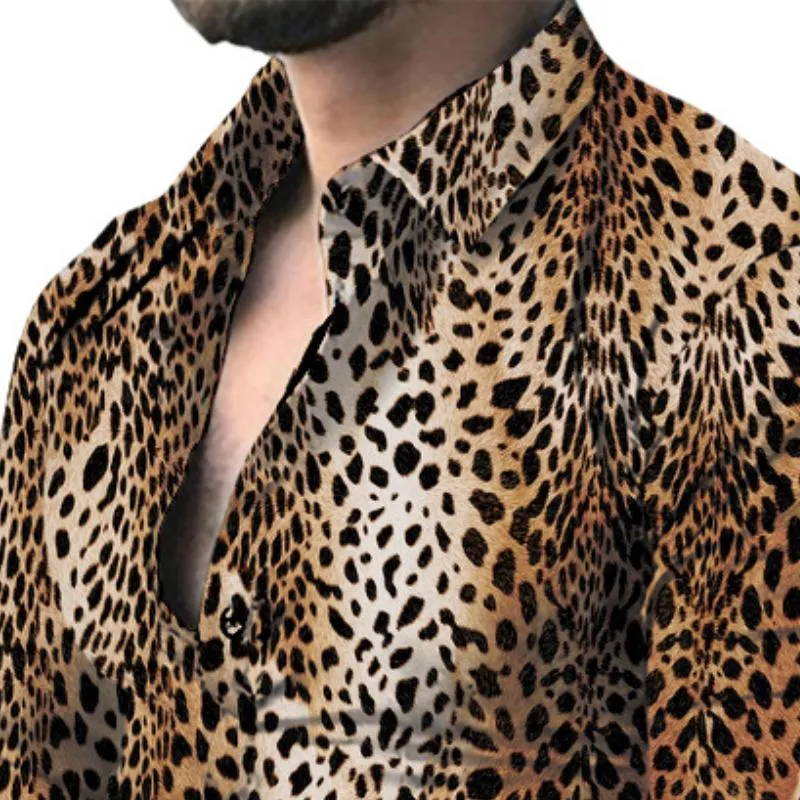 Men's Vintage Casual Leopard Print Lapel Shirt 58711976TO sold by Manly product image thumbnail 2