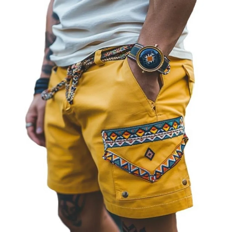 Men's Retro Ethnic Stitching Shorts 73454410Y sold by Manly