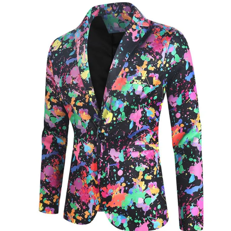 Men's Casual Printed Lapel Long Sleeve Blazer 61091495Y sold by Manly