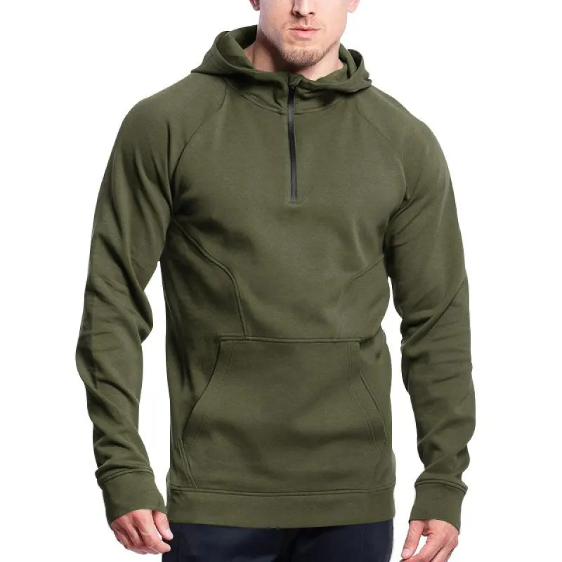 Men's Pullover Long Sleeve Half-zip Patchwork Fleece Hoodie 69092675Z sold by Manly