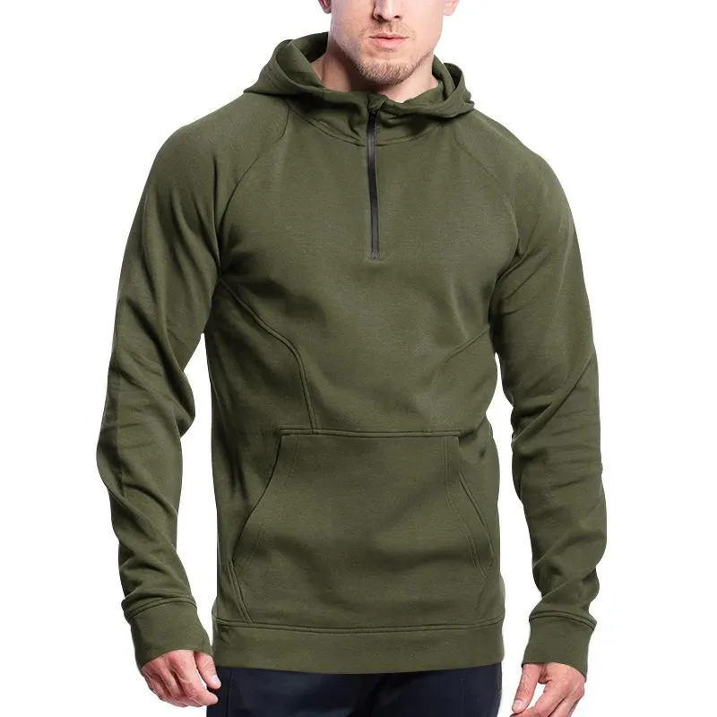 Men's Pullover Long Sleeve Half-zip Patchwork Fleece Hoodie 69092675Z sold by Manly