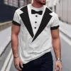 Men's Casual Bow Tie Printed Round Neck Short Sleeve T-Shirt 61614829TO sold by Manly