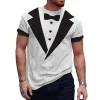 Men's Casual Bow Tie Printed Round Neck Short Sleeve T-Shirt 61614829TO sold by Manly