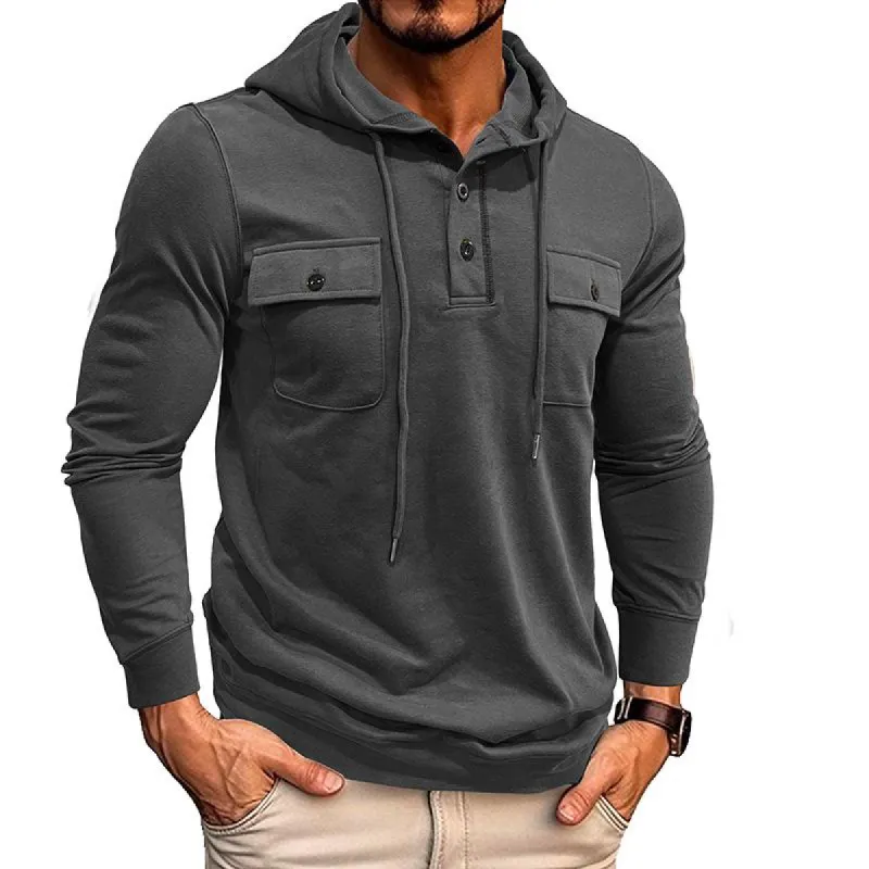 Men's Solid Multi-Pocket Pullover Hoodie 80513005X sold by Manly