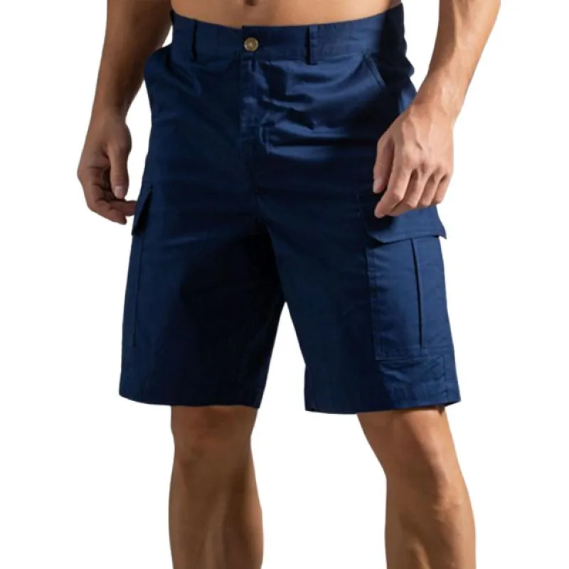 Men's Solid Straight Multi-pocket Cargo Shorts 02325728Z sold by Manly