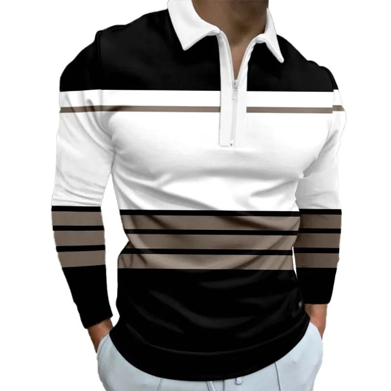 Men's Classic Striped Long Sleeve POLO Shirt 79778353X sold by Manly