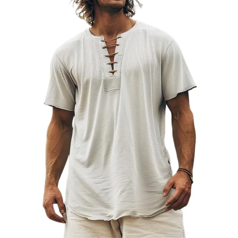 Men's Casual Loose Short-sleeved T-shirt 60225638TO sold by Manly