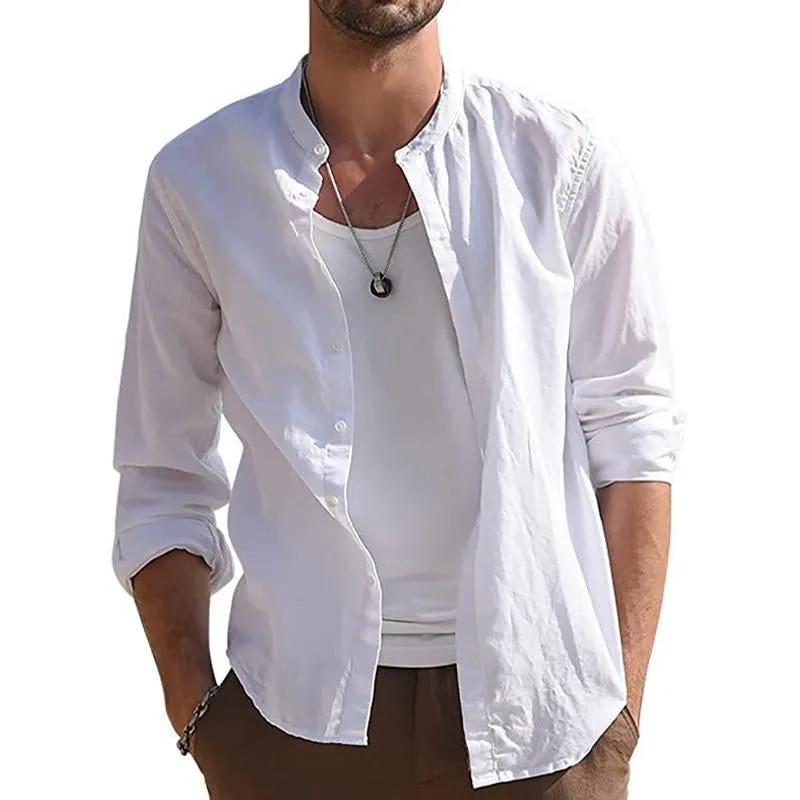 Men's Casual Solid Color Long Sleeve Shirt 22483968Y sold by Manly
