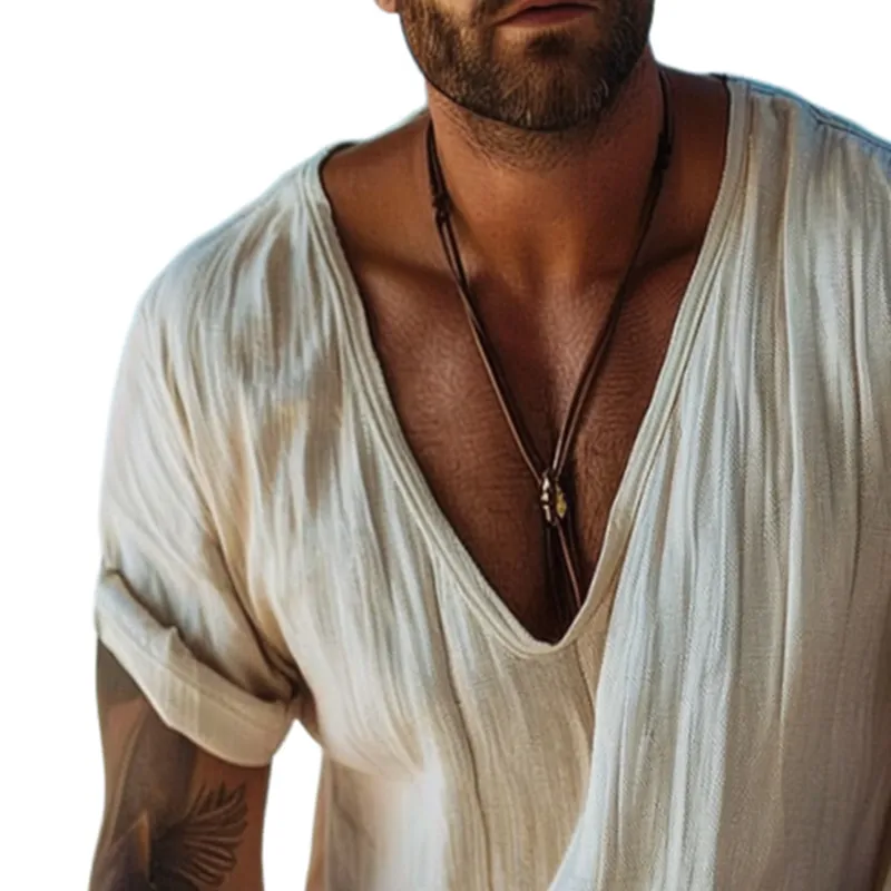 Men's Retro Striped Cuban Collar Short Sleeve Shirt 36135479TO sold by Manly product image thumbnail 3