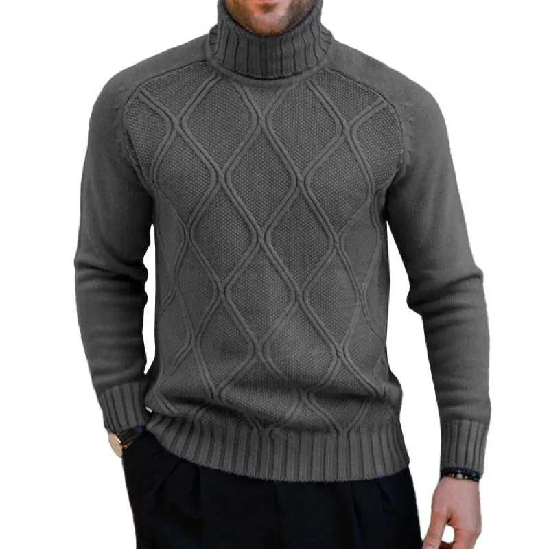 Men's Casual Solid Color Turtleneck Slim Knit Pullover Sweater 10753050M sold by Manly