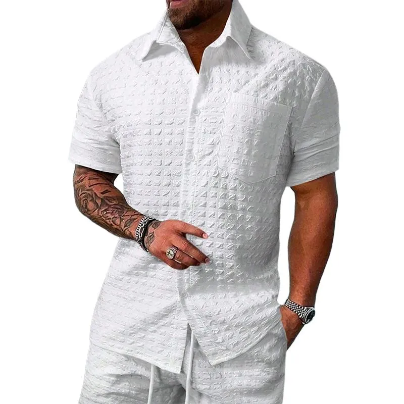 Men's Solid Color Checkered Short Sleeve Shirt 65906540X sold by Manly