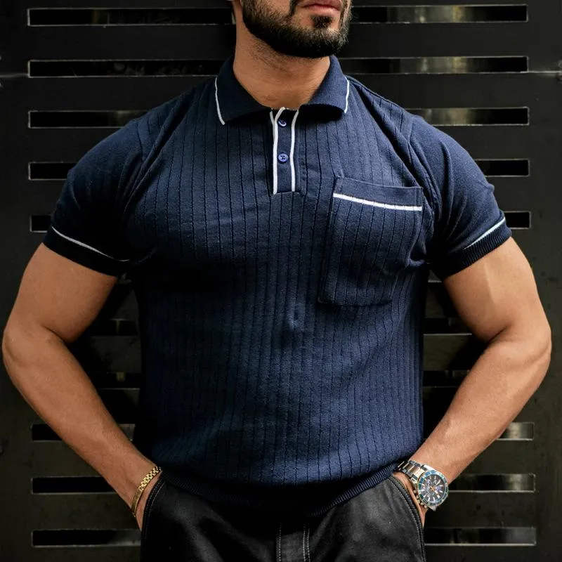 Men's Colorblock Lapel Short Sleeve Knitted Polo Shirt 93466890Z sold by Manly product image thumbnail 2