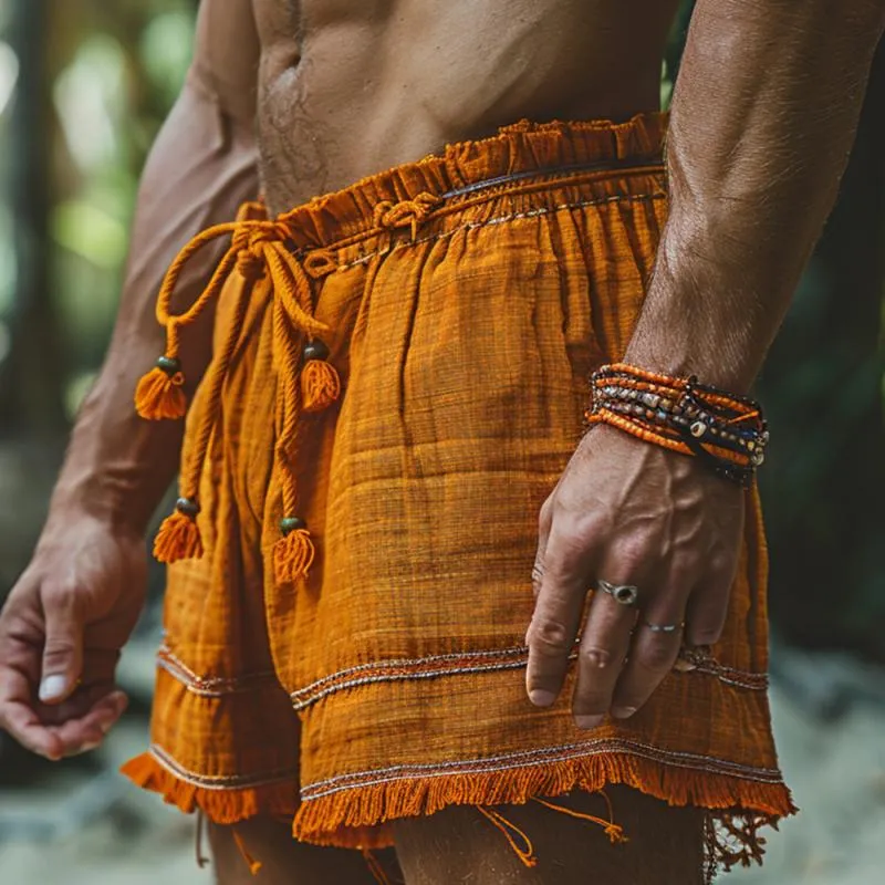 Men's Casual Thin Cotton Linen Elastic Waist Holiday Shorts 24510279M sold by Manly product image thumbnail 2