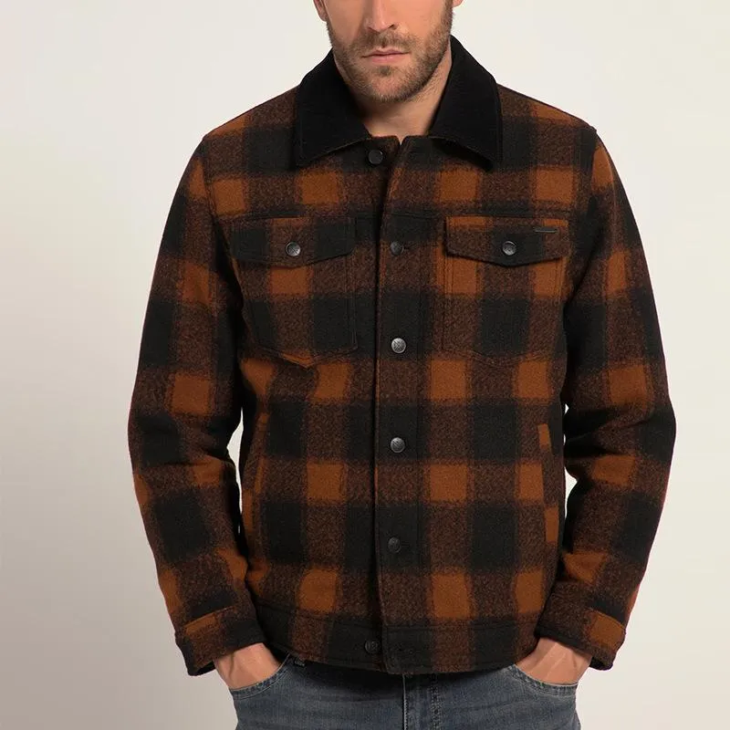 Men's Plaid Stand Collar Breast Pocket Single Breasted Jacket 13247217Z sold by Manly product image thumbnail 3