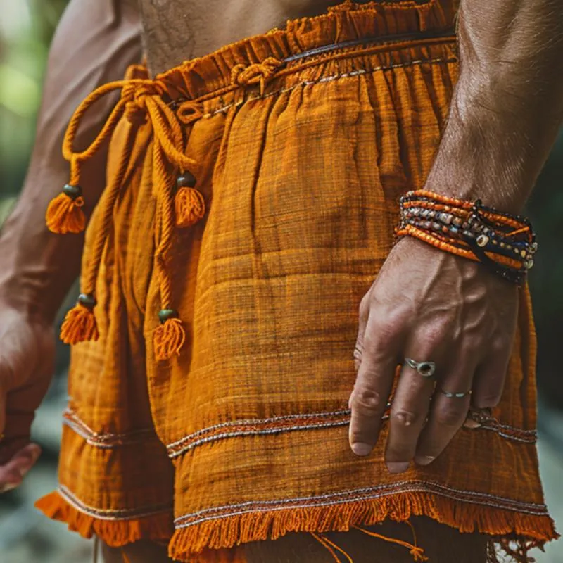 Men's Casual Thin Cotton Linen Elastic Waist Holiday Shorts 24510279M sold by Manly product image thumbnail 3