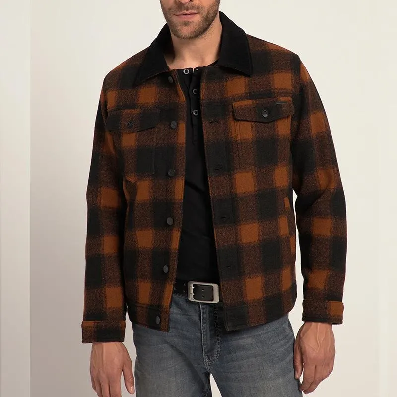 Men's Plaid Stand Collar Breast Pocket Single Breasted Jacket 13247217Z sold by Manly product image thumbnail 5