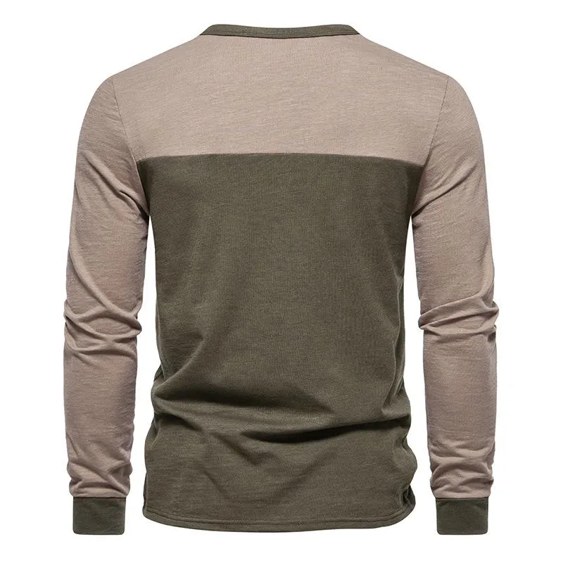 Men's Colorblock Henley Collar Long Sleeve T-shirt 85316297Z sold by Manly product image thumbnail 5