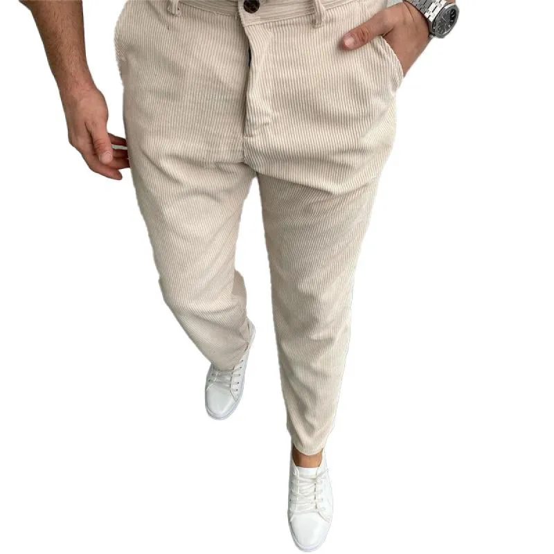 Men's Vintage Solid Color Corduroy Straight Leg Pants 36828489Y sold by Manly