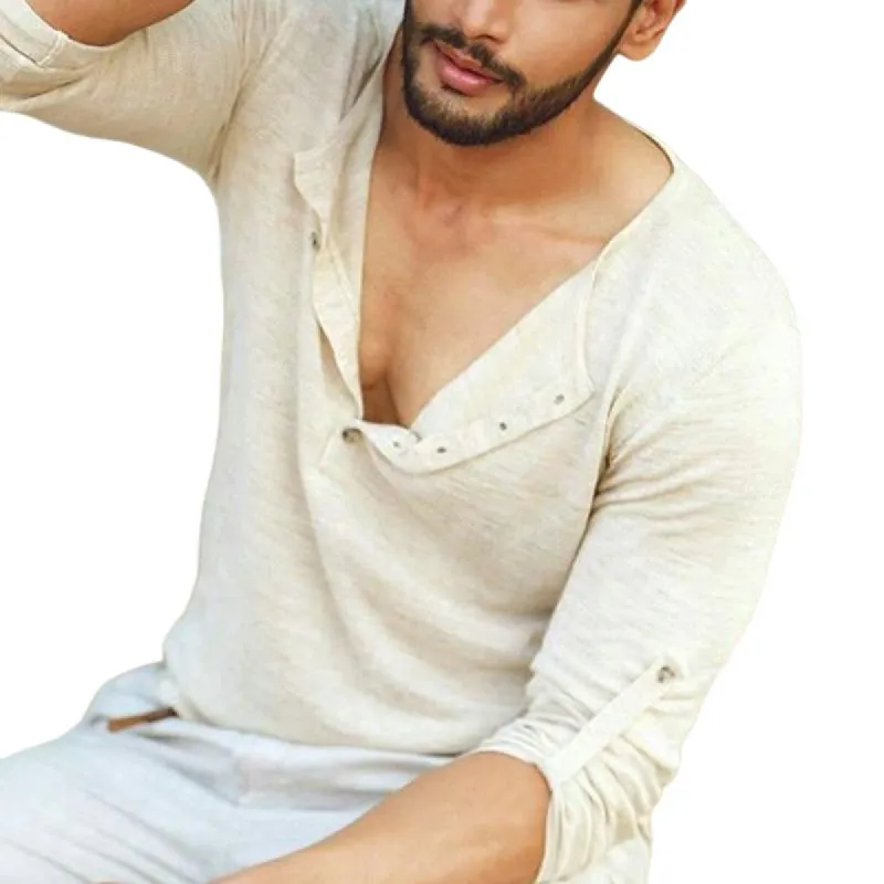 Men's Cotton Blend V-Neck Long Sleeve T-Shirt 82036906X sold by Manly