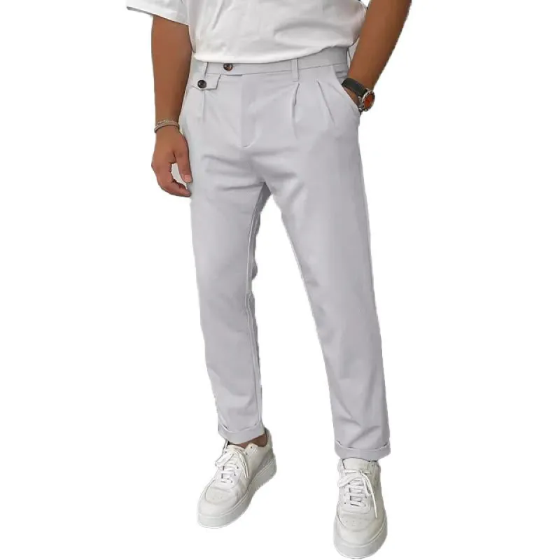 Men's Solid Color Casual Slim Straight Pants 53346486Y sold by Manly