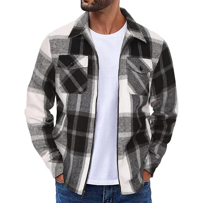 Men's Plaid Flannel Long Sleeve Lapel Jacket 76457377X sold by Manly product image thumbnail 4