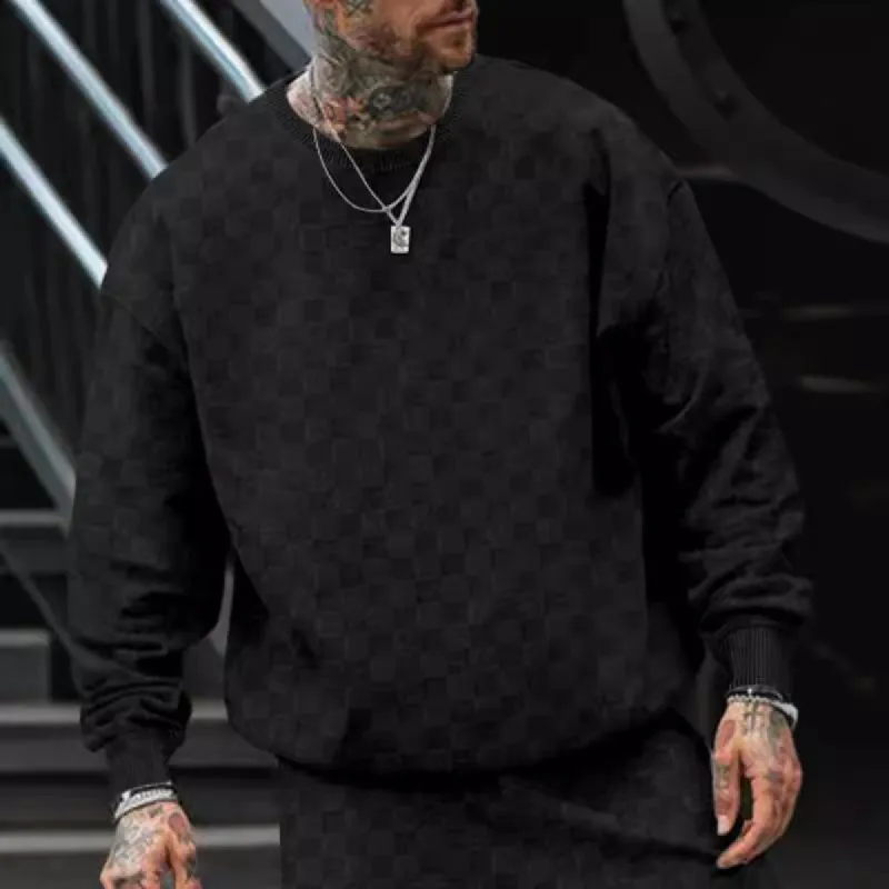 Men's Checkerboard Crew Neck Knitted Long Sleeve Sweatshirt 63722965X sold by Manly