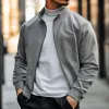 Men's Solid Color Zipper Stand Collar Jacket 38830169Y sold by Manly