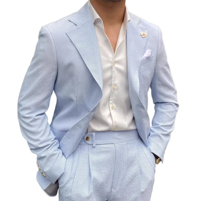 Men's Vintage Casual Striped Pocket Blazer 44377435TO sold by Manly