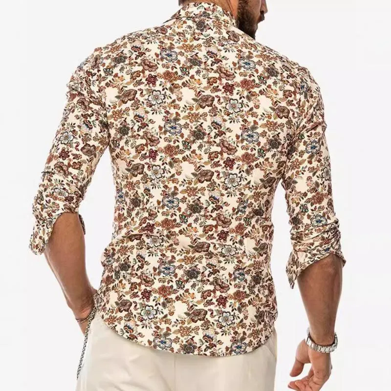 Men's Retro Casual Floral Lapel Long Sleeve Shirt 11112555TO sold by Manly product image thumbnail 4