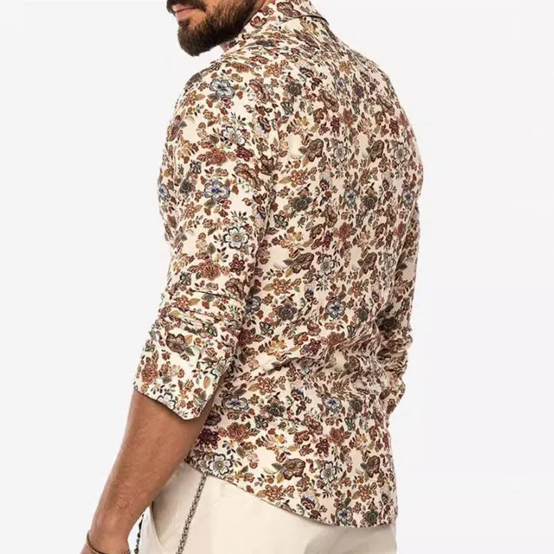 Men's Retro Casual Floral Lapel Long Sleeve Shirt 11112555TO sold by Manly product image thumbnail 3