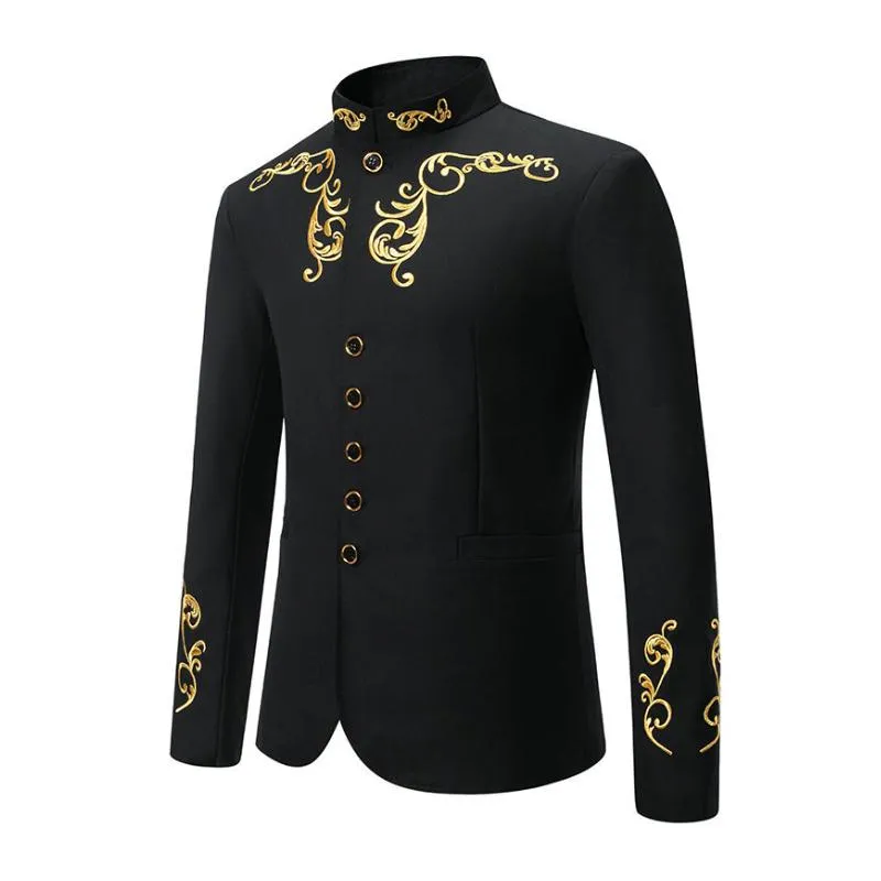Men's Vintage Stand Collar Embroidered Slim Fit Single Breasted Blazer 50534272M sold by Manly product image thumbnail 5