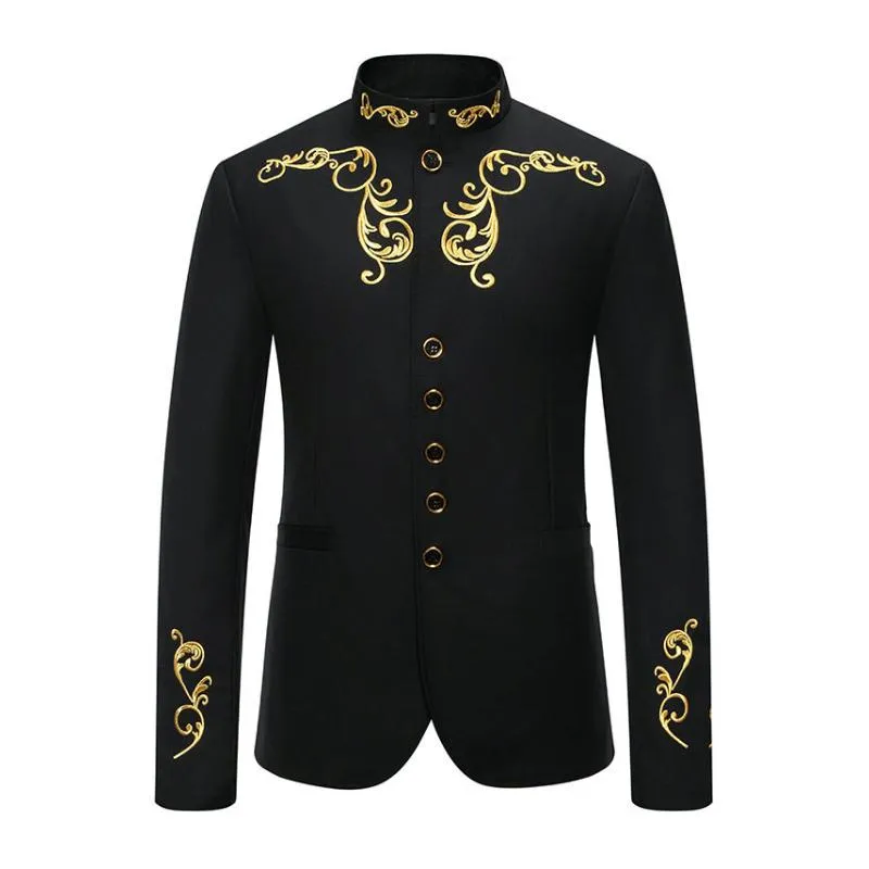 Men's Vintage Stand Collar Embroidered Slim Fit Single Breasted Blazer 50534272M sold by Manly product image thumbnail 4
