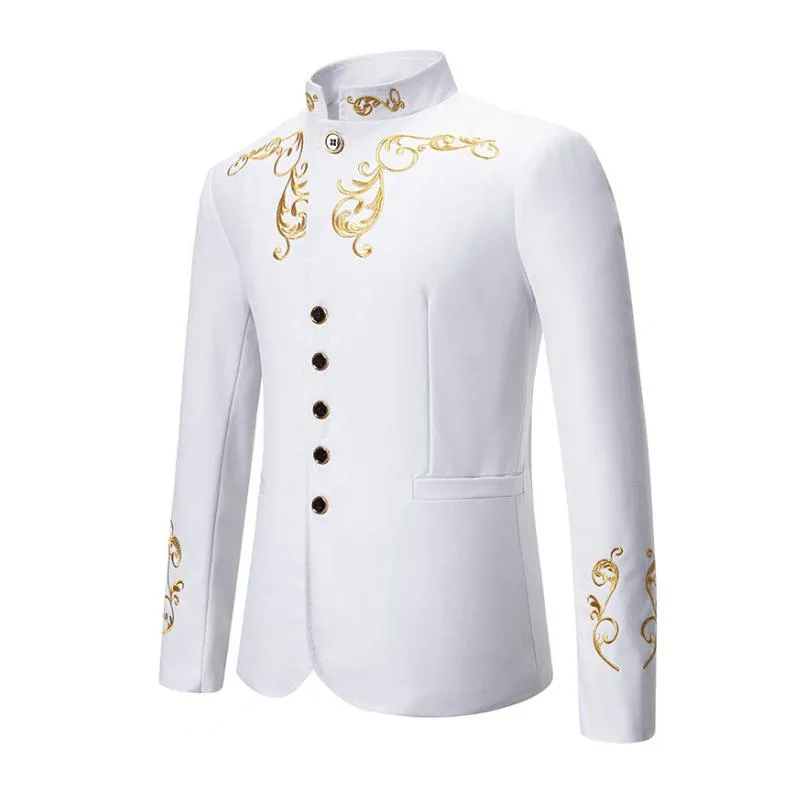 Men's Vintage Stand Collar Embroidered Slim Fit Single Breasted Blazer 50534272M sold by Manly product image thumbnail 2