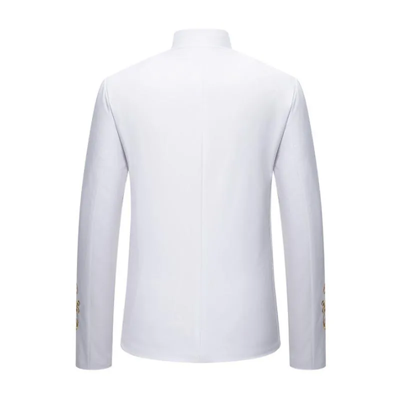 Men's Vintage Stand Collar Embroidered Slim Fit Single Breasted Blazer 50534272M sold by Manly product image thumbnail 3