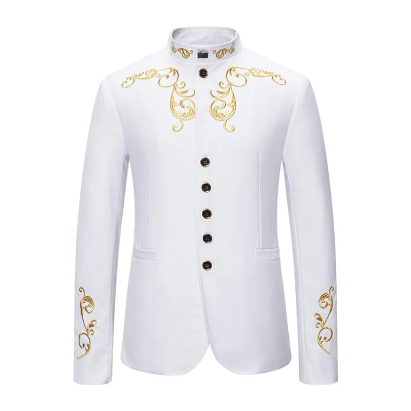 Men's Vintage Stand Collar Embroidered Slim Fit Single Breasted Blazer 50534272M sold by Manly