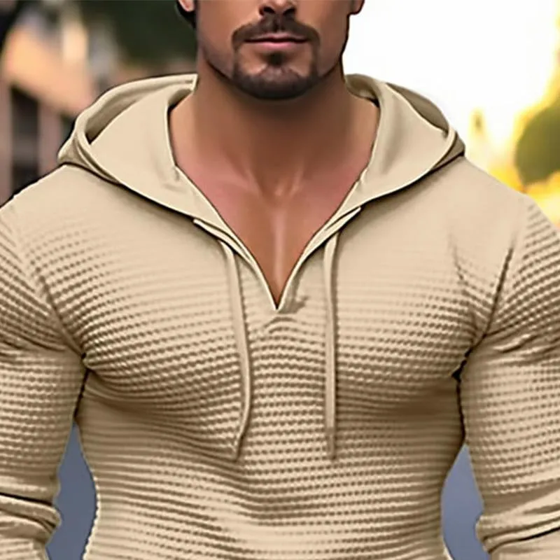 Men's Casual Waffle Long Sleeve Hoodie 78253962X sold by Manly product image thumbnail 2