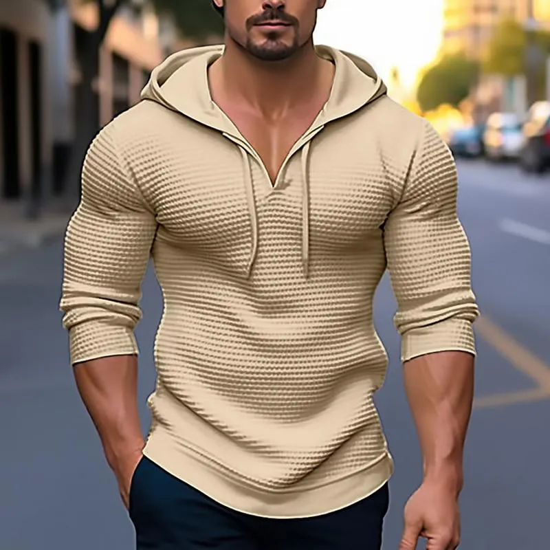 Men's Casual Waffle Long Sleeve Hoodie 78253962X sold by Manly product image thumbnail 4