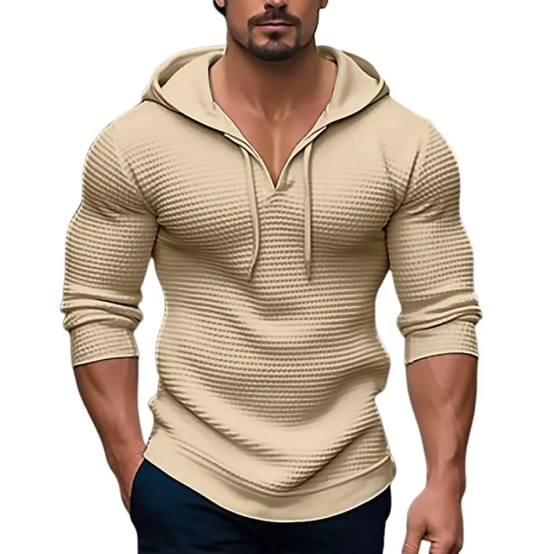 Men's Casual Waffle Long Sleeve Hoodie 78253962X sold by Manly
