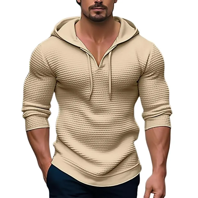 Men's Casual Waffle Long Sleeve Hoodie 78253962X sold by Manly