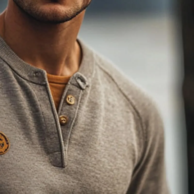 Men's Blended Long Sleeve Henley Neck Sweatshirt 26512741X sold by Manly product image thumbnail 3