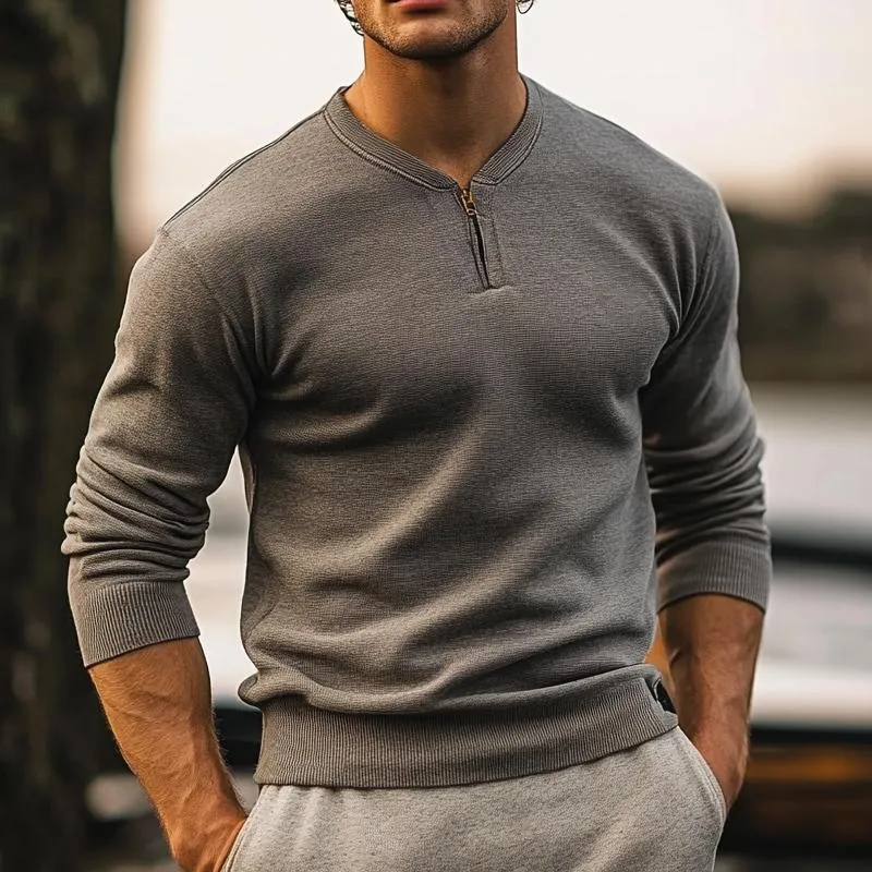 Men's Casual Solid Half Zip Pullover Sweatshirt 35917964X sold by Manly product image thumbnail 4