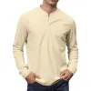 Men's Casual Henley Collar Loose Long Sleeve T-Shirt 69672438M sold by Manly