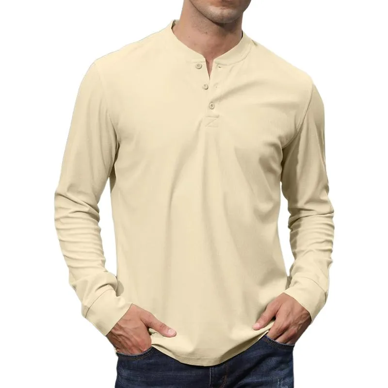 Men's Casual Henley Collar Loose Long Sleeve T-Shirt 69672438M sold by Manly product image thumbnail 2