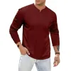 Men's Casual Henley Collar Loose Long Sleeve T-Shirt 69672438M sold by Manly