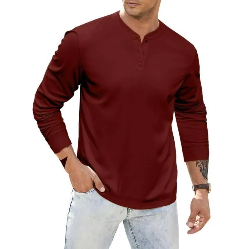 Men's Casual Henley Collar Loose Long Sleeve T-Shirt 69672438M sold by Manly product image thumbnail 4
