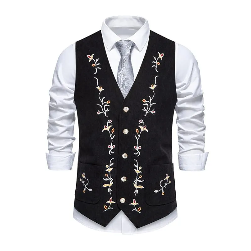 Men's Vintage Contrast Embroidery Single Breasted Suit Vest (Shirt Excluded) 42440758M sold by Manly product image thumbnail 2